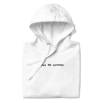 hugs to comfort white hoodie label nap